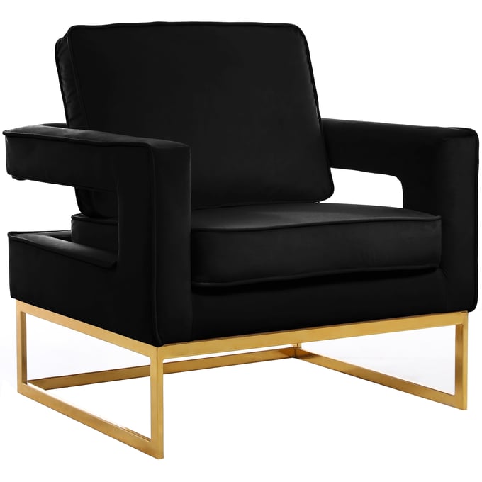 Design Edge Banana  Black Velvet Gold Base Accent Chair DE-22250070