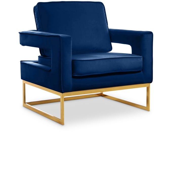 Meridian Furniture Noah Navy Velvet Gold Accent Chair MRD-511NAVY