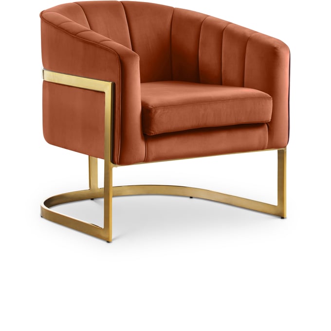 Design Edge Millfield  Cognac Velvet Accent Chair DE-23029760