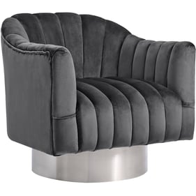 Meridian Furniture Farrah Grey Velvet Chrome Accent Chair