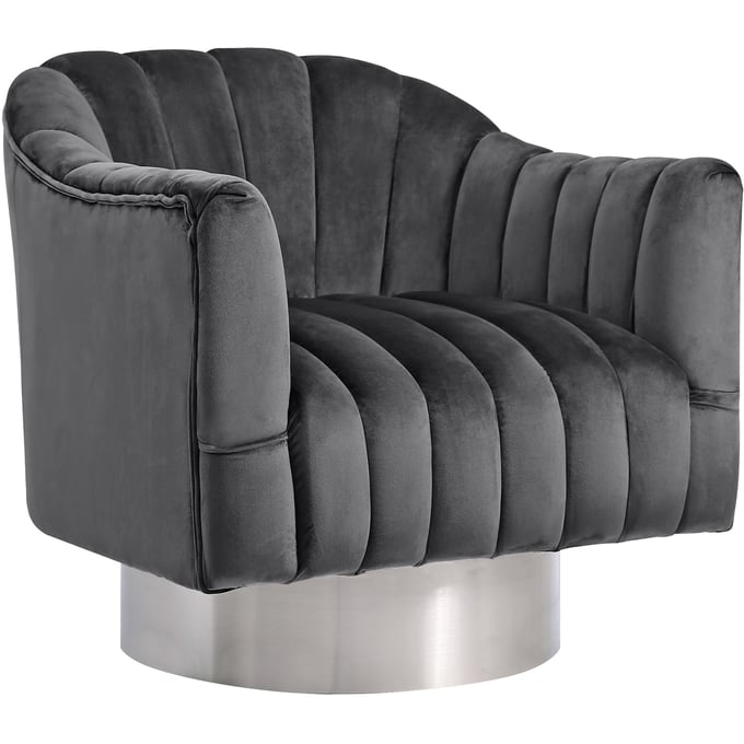 Meridian Furniture Farrah Grey Velvet Chrome Accent Chair MRD-519GREY