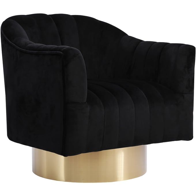 Meridian Furniture Farrah Black Velvet Gold Accent Chair MRD-520BLACK