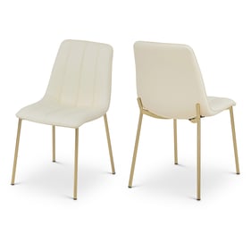 2 Meridian Furniture Isla Cream Brushed Gold Dining Chairs