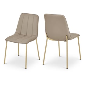 2 Meridian Furniture Isla Taupe Brushed Gold Dining Chairs