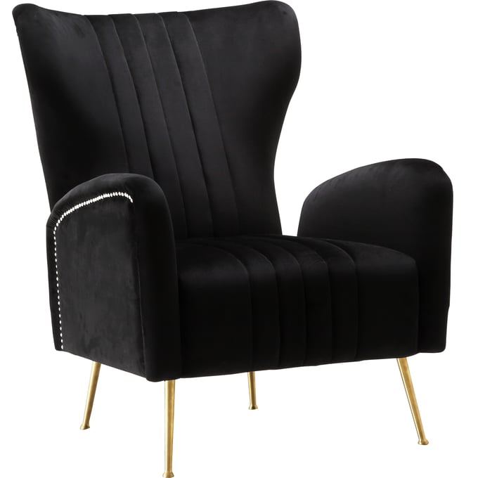 Meridian Furniture Opera Black Velvet Accent Chair MRD-532BLACK