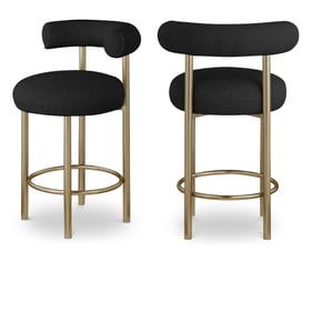 2 Meridian Furniture Bordeaux Black Boucle Fabric Stools