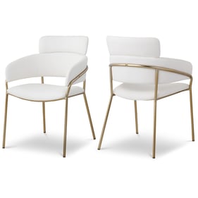 2 Meridian Furniture Yara Cream Vegan Leather Dining Chairs