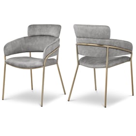 2 Meridian Furniture Yara Grey Velvet Dining Chairs