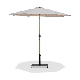 Meridian Furniture Fiji Beige Fabric Black Teak Aluminum Umbrella with Base...