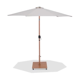 Meridian Furniture Fiji Beige Fabric Teak Aluminum Patio Umbrella with Base...