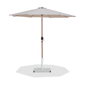 Meridian Furniture Fiji Beige Fabric Matte White Teak Aluminum Umbrella wit...