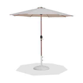 Meridian Furniture Fiji Beige Fabric Teak White Aluminum Umbrella with Roun...