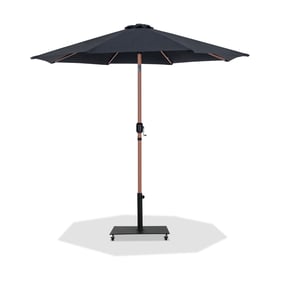 Meridian Furniture Fiji Black Fabric Teak Aluminum Umbrella with Base Set