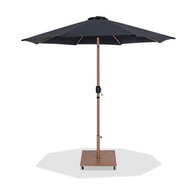 Meridian Furniture Fiji Black Fabric Teak Aluminum Patio Umbrella with Base...