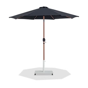 Meridian Furniture Fiji Black Fabric Matte White Teak Aluminum Umbrella wit...