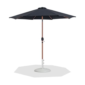 Meridian Furniture Fiji Black Fabric Teak White Aluminum Umbrella with Roun...