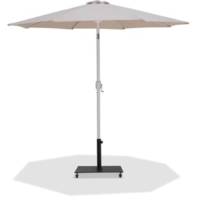 Meridian Furniture Fiji Beige Fabric Black White Aluminum Umbrella with Bas...