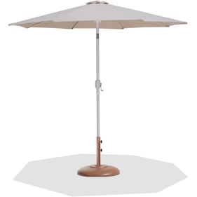 Meridian Furniture Fiji Beige Fabric White Teak Aluminum Umbrella with Roun...