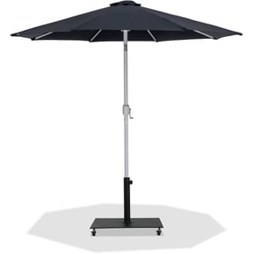 Meridian Furniture Fiji Black Fabric White Aluminum Umbrella with Base Set