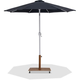 Meridian Furniture Fiji Black Fabric White Teak Aluminum Patio Umbrella wit...