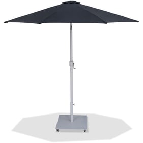 Meridian Furniture Fiji Black Fabric Matte White Aluminum Umbrella with Bas...