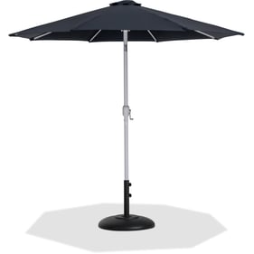 Meridian Furniture Fiji Matte Black Fabric White Umbrella with Round Base S...