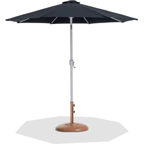 Meridian Furniture Fiji Black Fabric White Teak Aluminum Umbrella with Roun...