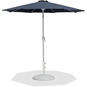 Meridian Furniture Fiji Grey Fabric Matte White Aluminum Umbrella with Roun...