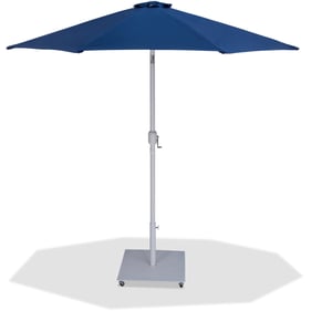 Meridian Furniture Fiji Navy Fabric Matte White Aluminum Umbrella with Base...