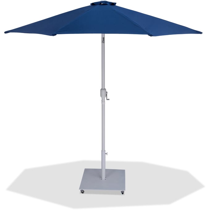 Meridian Furniture Fiji Navy Fabric Matte White Aluminum Umbrella with Base Set MRD-55015NAVY-AW