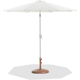 Meridian Furniture Fiji White Fabric Teak Aluminum Umbrella with Round Base...