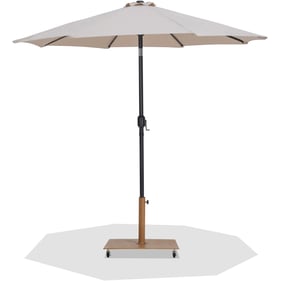 Meridian Furniture Fiji Beige Fabric Teak Black Umbrella with Base Set