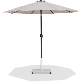 Meridian Furniture Fiji Beige Fabric Matte White Black Aluminum Umbrella wi...