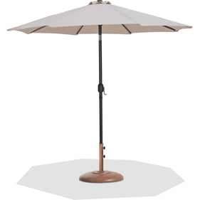 Meridian Furniture Fiji Beige Fabric Black Teak Aluminum Umbrella with Roun...