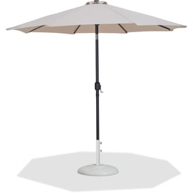 Meridian Furniture Fiji Beige Fabric Black Matte White Aluminum Umbrella wi...