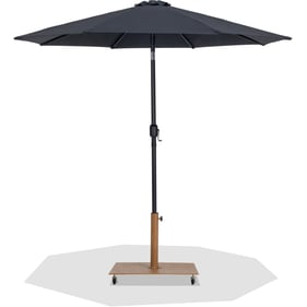 Meridian Furniture Fiji Black Fabric Teak Umbrella with Base Set