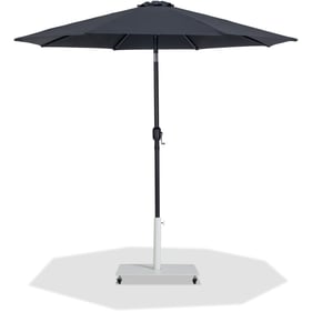 Meridian Furniture Fiji Matte Black Fabric White Aluminum Umbrella with Bas...