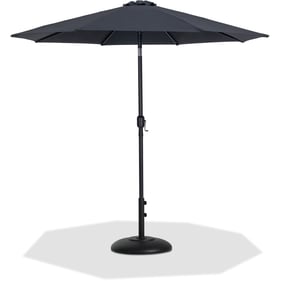 Meridian Furniture Fiji Matte Black Fabric Umbrella with Round Base Set