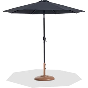 Meridian Furniture Fiji Black Fabric Teak Aluminum Umbrella with Round Base...