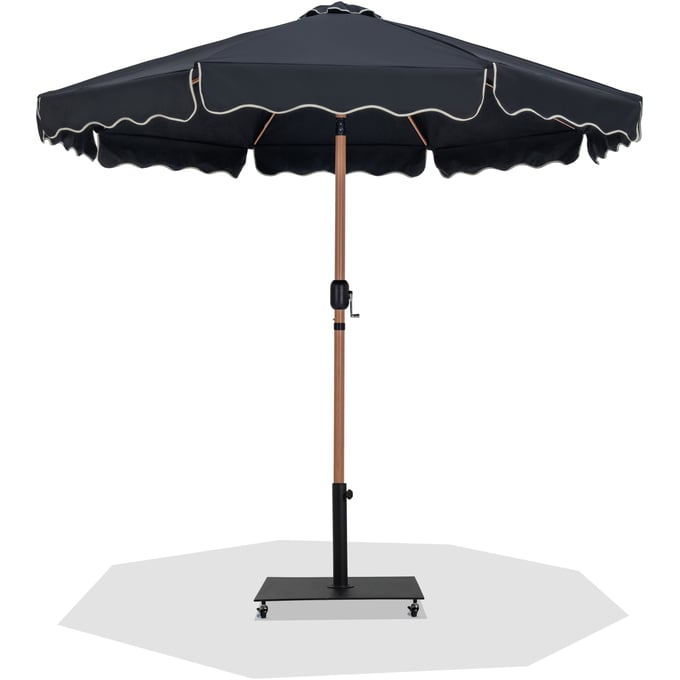 Meridian Furniture Amalfi Black Fabric Cream Umbrella with Base Sets MRD-55017BLACK-AB