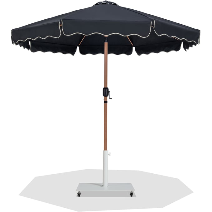 Meridian Furniture Amalfi Black Fabric Cream Matte White Umbrella with Base Sets MRD-55017BLACK-AW