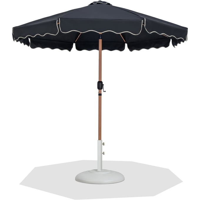 Meridian Furniture Amalfi Black Cream Matte White Patio Umbrella with Round Base Sets MRD-55017BLACK-BW