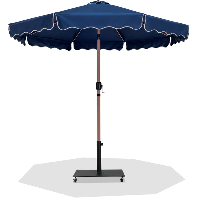 Meridian Furniture Amalfi Navy Fabric Cream Matte Black Umbrella with Base Sets MRD-55017NAVY-AB