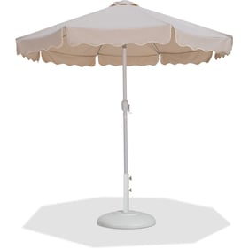 Meridian Furniture Amalfi Beige Fabric Cream White Patio Umbrella with Base...