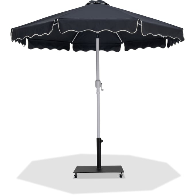 Meridian Furniture Amalfi Black Cream Patio Umbrella with Base Sets MRD-55018BLACK-AB