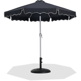 Meridian Furniture Amalfi Black Fabric Cream Black Patio Umbrella with Base...