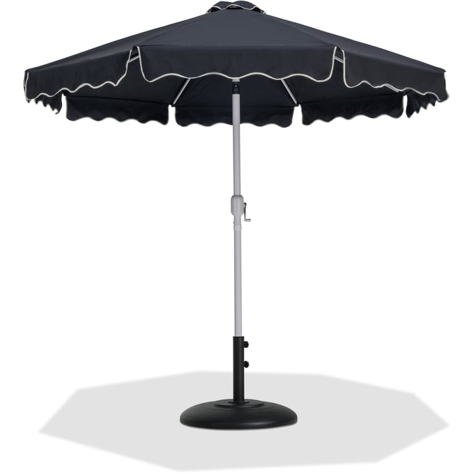 Meridian Furniture Amalfi Black Fabric Cream Black Patio Umbrella with Base Sets MRD-55018BLACK-BB