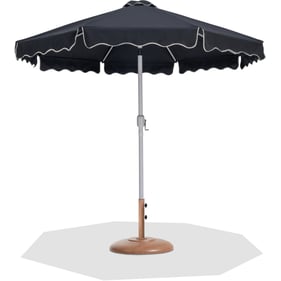 Meridian Furniture Amalfi Black Cream Piping Teak Umbrella with Round Base ...