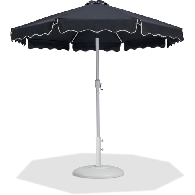 Meridian Furniture Amalfi Black Fabric Cream White Patio Umbrella with Base Sets MRD-55018BLACK-BW