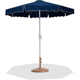 Meridian Furniture Amalfi Navy Cream Piping Teak Umbrella with Round Base S...